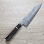 二唐刃物 切付牛刀 240mm<br>SG2粉末HSS鋼 暗紋 黑檀八角柄