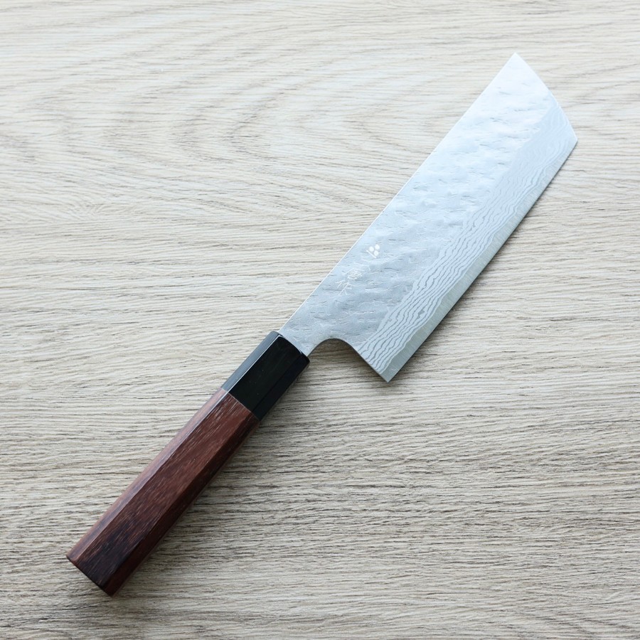 nigara-nakiri-vg10-1 二唐刃物 菜切 165mm VG10 磨鎚目
