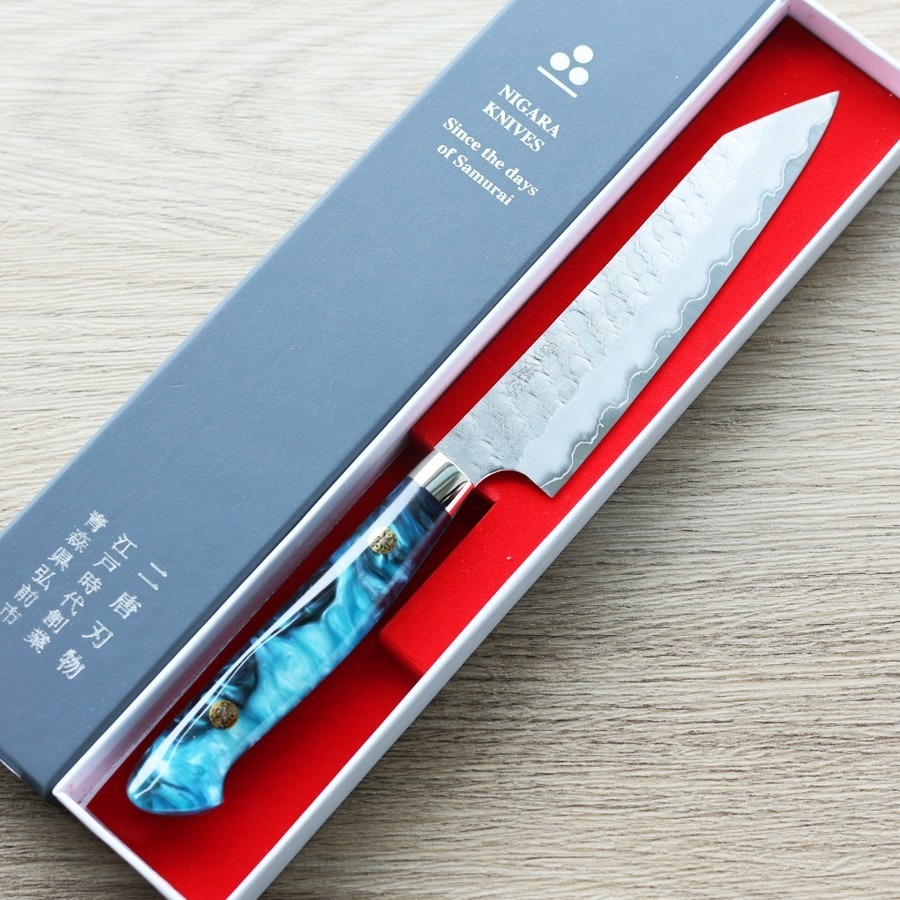 nigara-petty-150-sg2ma-2 二唐刃物 切付蔬果 150mm SG2粉末HSS鋼 磨鎚目 壓克力柄