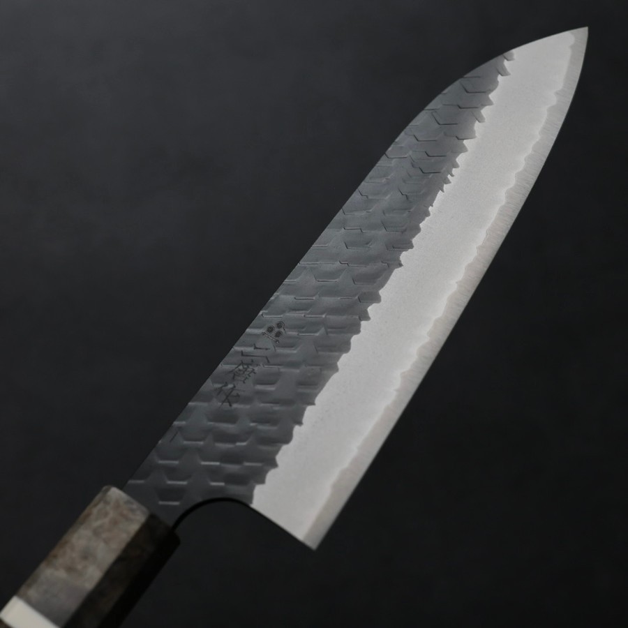 二唐刃物 三德 180mm SG2粉末HSS鋼 黑打鎚目
