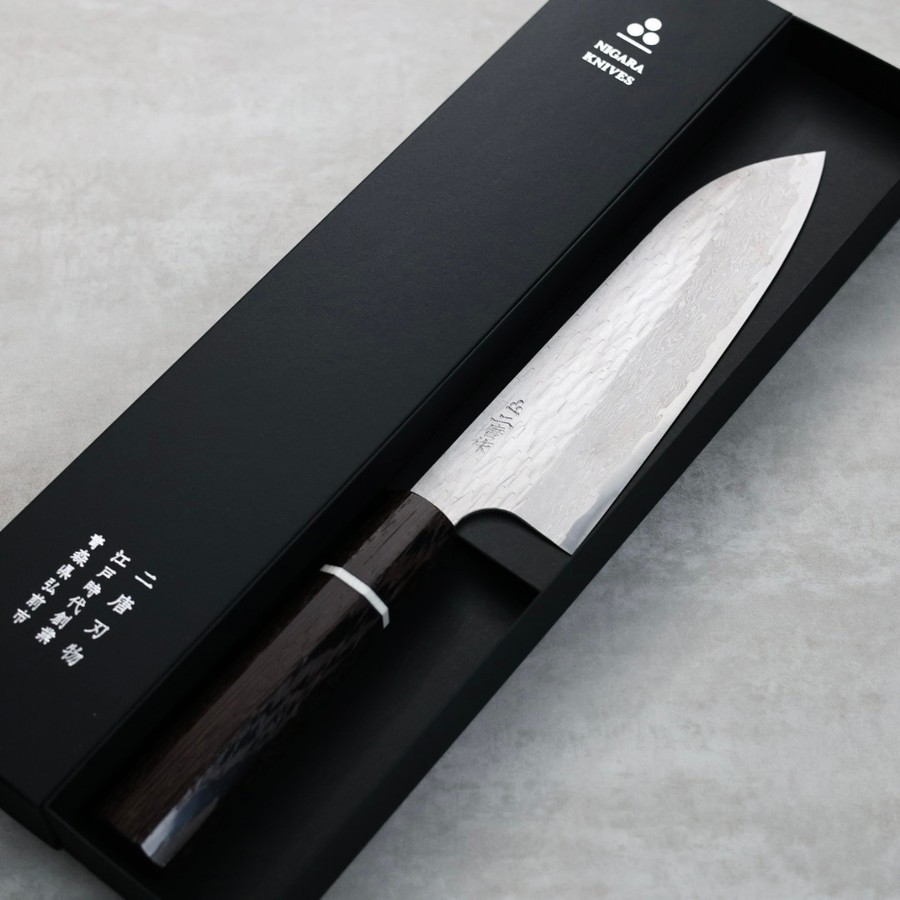 二唐刃物 三德 170mm <br>VG XEOS鋼 鎚目大馬士革