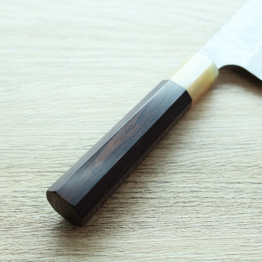 nigara-santoku-as165-3 二唐刃物 三德 165mm 青紙超級鋼 柳葉磨鎚目