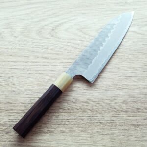 nigara-santoku-as165 二唐刃物 三德 165mm 青紙超級鋼 柳葉磨鎚目