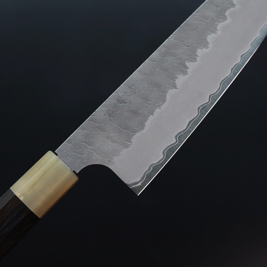 nigara-santoku-as165-4 二唐刃物 三德 165mm 青紙超級鋼 柳葉磨鎚目