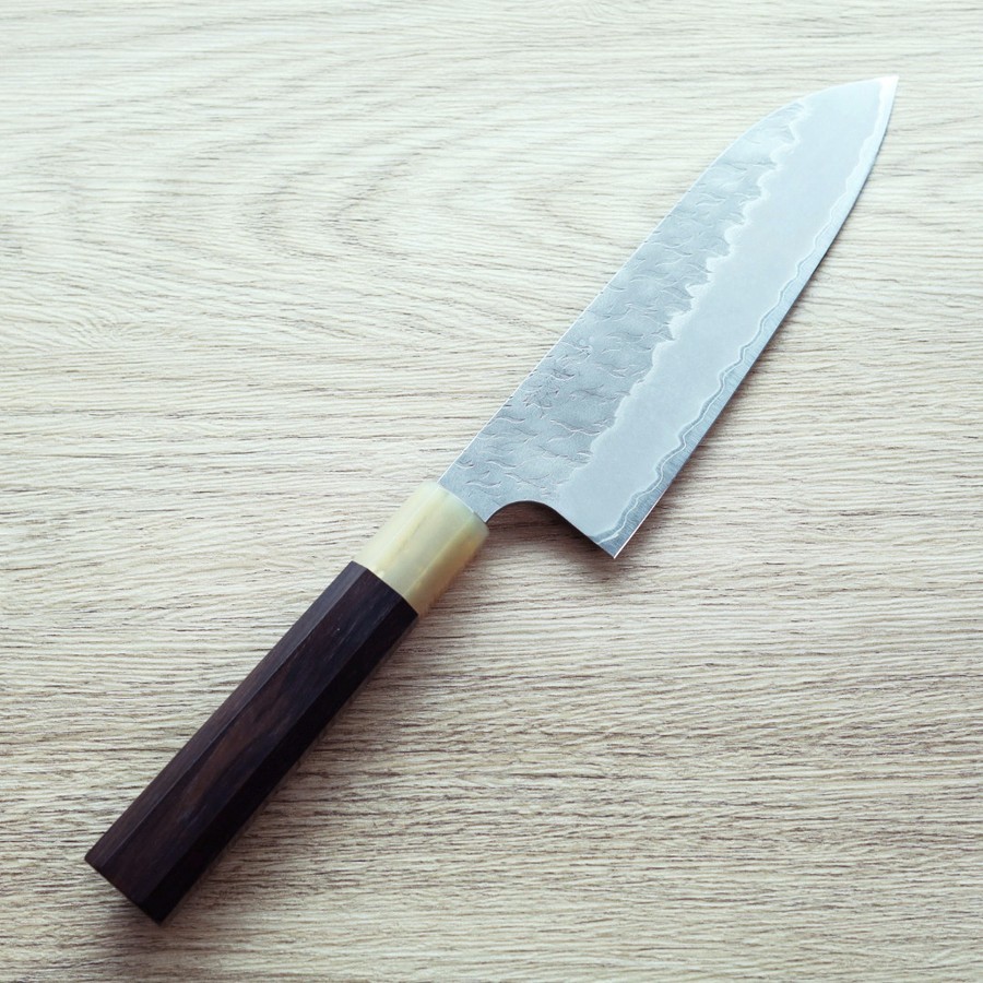 nigara-santoku-as165 二唐刃物 三德 165mm 青紙超級鋼 柳葉磨鎚目