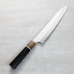 nigara-sj240-sgst-s 二唐刃物 筋引 240mm <br>SG Strix粉末HSS鋼 鎚目大馬士革