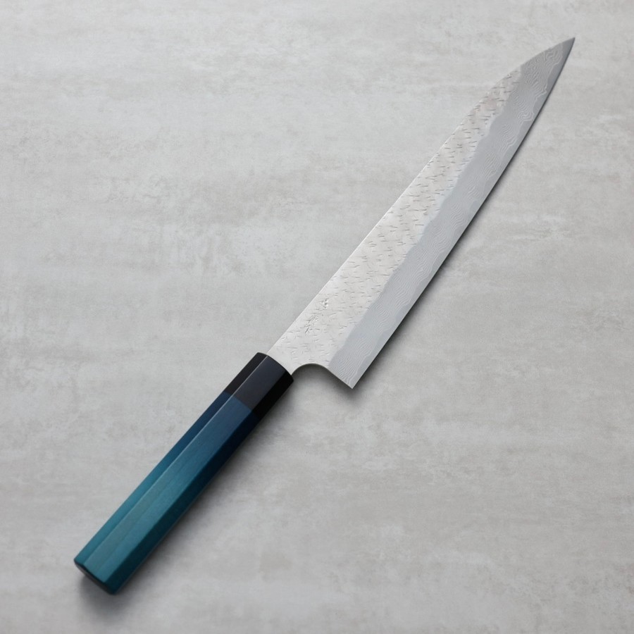 nigara-sj270-sgst-a-3 藍包丁 x 二唐刃物 筋引 270mm SG Strix粉末HSS鋼 鎚目大馬士革