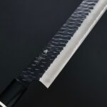 二唐刃物 先丸筋引 300mm<br>SG2粉末HSS鋼 黑打鎚目