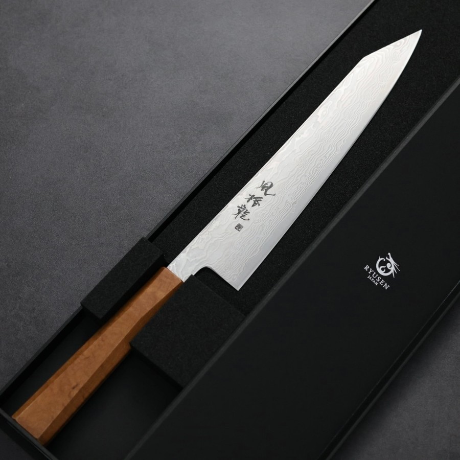 ryusen-g240-fu-2 龍泉刃物 風格龍 牛刀 <br>240mm ATS314鋼 63層大馬士革
