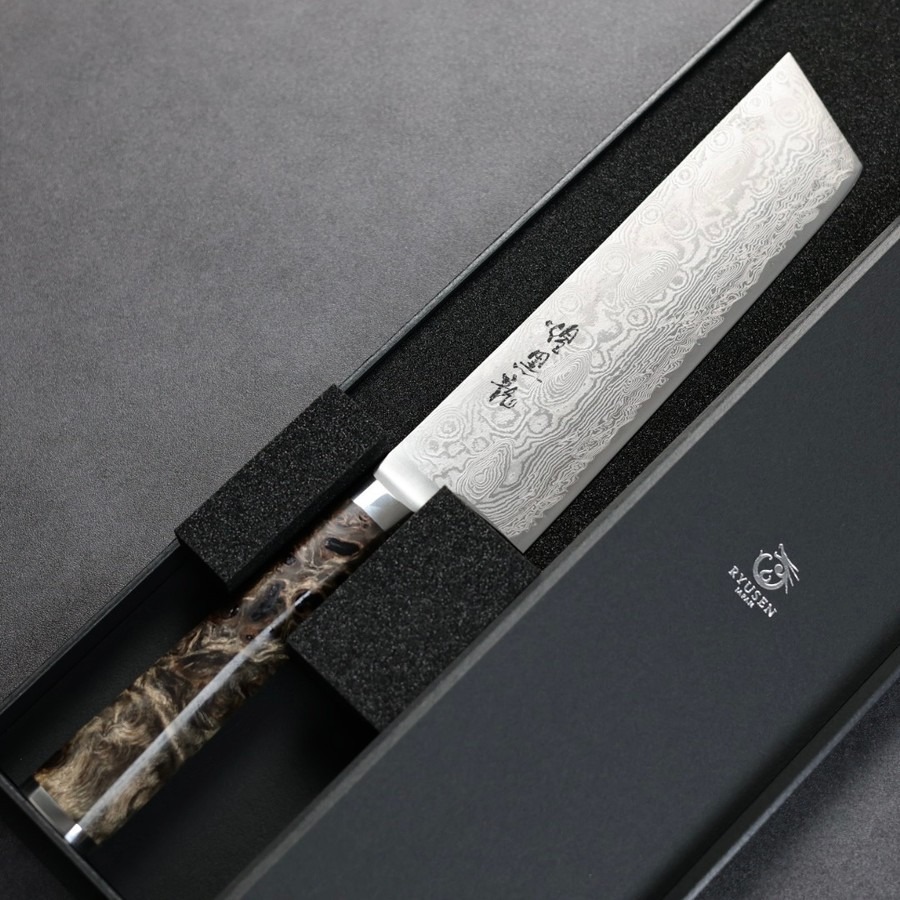 ryusen-nakiri-155-ok-2 龍泉刃物 煌黑龍 菜切 155mm SG2 99層鎳染 大馬士革