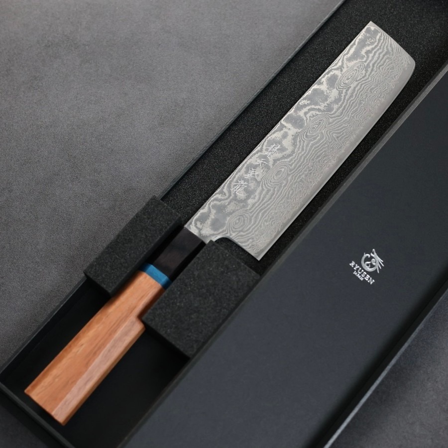ryusen-nakiri-buk-2 龍泉刃物 梵天雲龍 改 菜切 165mm VG10 63層鎳染大馬士革/本鍛造