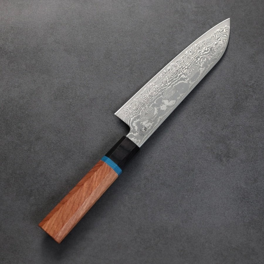 ryusen-santoku-buk-3 龍泉刃物 梵天雲龍 改 三德 175mm VG10 63層鎳染大馬士革/本鍛造