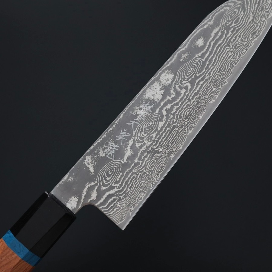 ryusen-santoku-buk-6 龍泉刃物 梵天雲龍 改 三德 175mm VG10 63層鎳染大馬士革/本鍛造