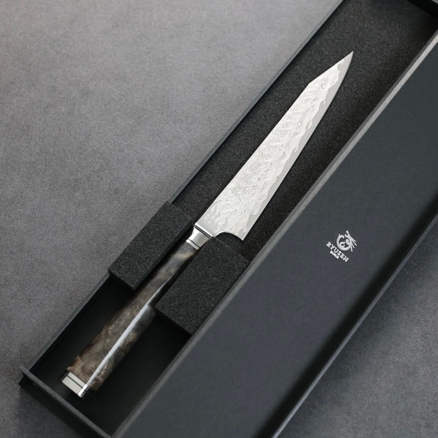 龍泉刃物 煌黑龍MT 蔬果刀 135mm<br>SG2 99層鎳染大馬士革:圖片 2