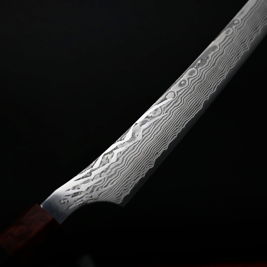 ryusen-shji-260-gu-5 龍泉刃物 紅蓮緋龍 筋引 260mm <br> SG Strix 63層鎳染大馬士革