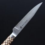 龍泉刃物 寄木細工 牛排刀/市松 100mm ATS314 63層大馬士革