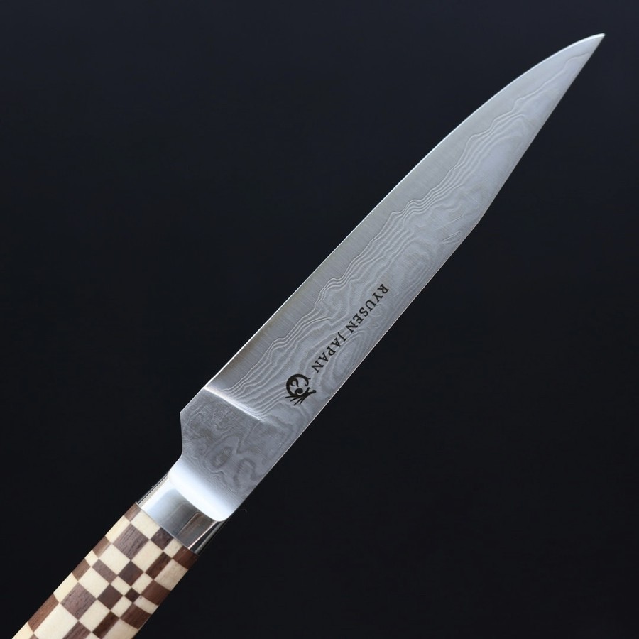 龍泉刃物 寄木細工 牛排刀/市松 100mm ATS314 63層大馬士革