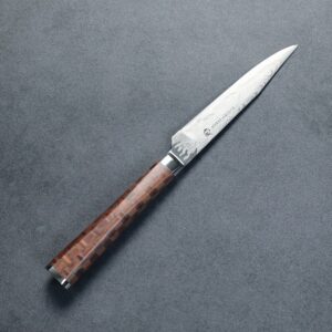 ryusen-sk0654 龍泉刃物 寄木細工 牛排刀/二崩 100mm ATS314 63層大馬士革