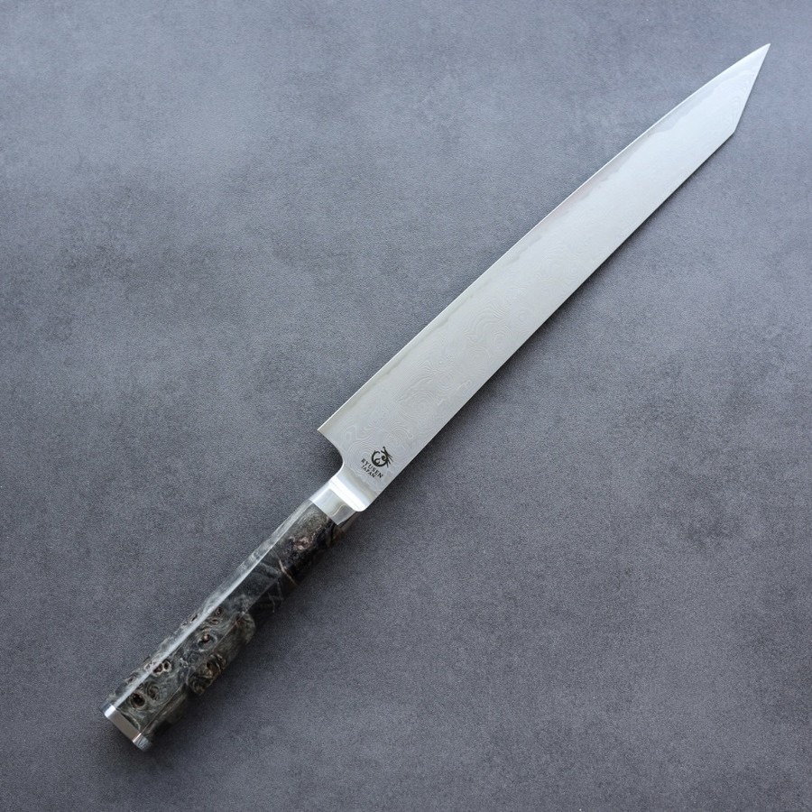 ryusen-sujihiki-260-ok-4-1 龍泉刃物 煌黑龍 筋引 260mm SG2粉末HSS鋼 99層鎳染 大馬士革