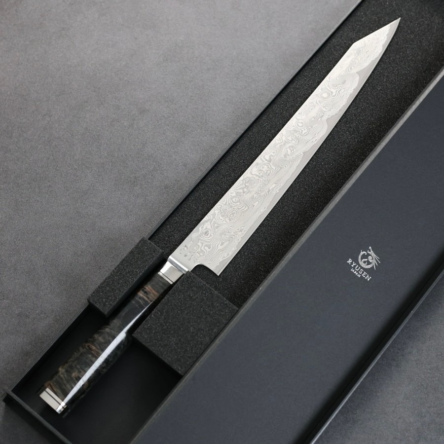 ryusen-sujihiki-260-ok-mt-2 龍泉刃物 煌黑龍MT 筋引 260mm SG2 99層鎳染大馬士革