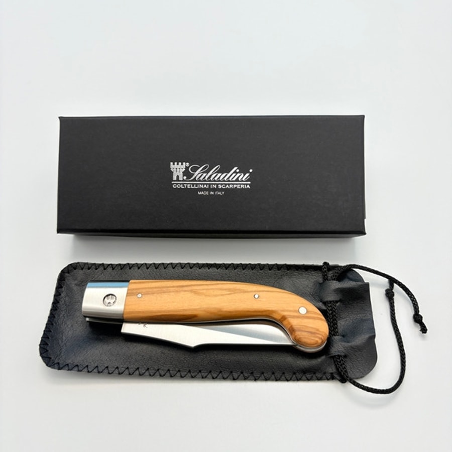 sa-1004o-8 SALADINI 頂級手工SALADINI Zuava 傳統摺疊刀 橄欖木 摺疊刀 露營刀 橄欖木 露營