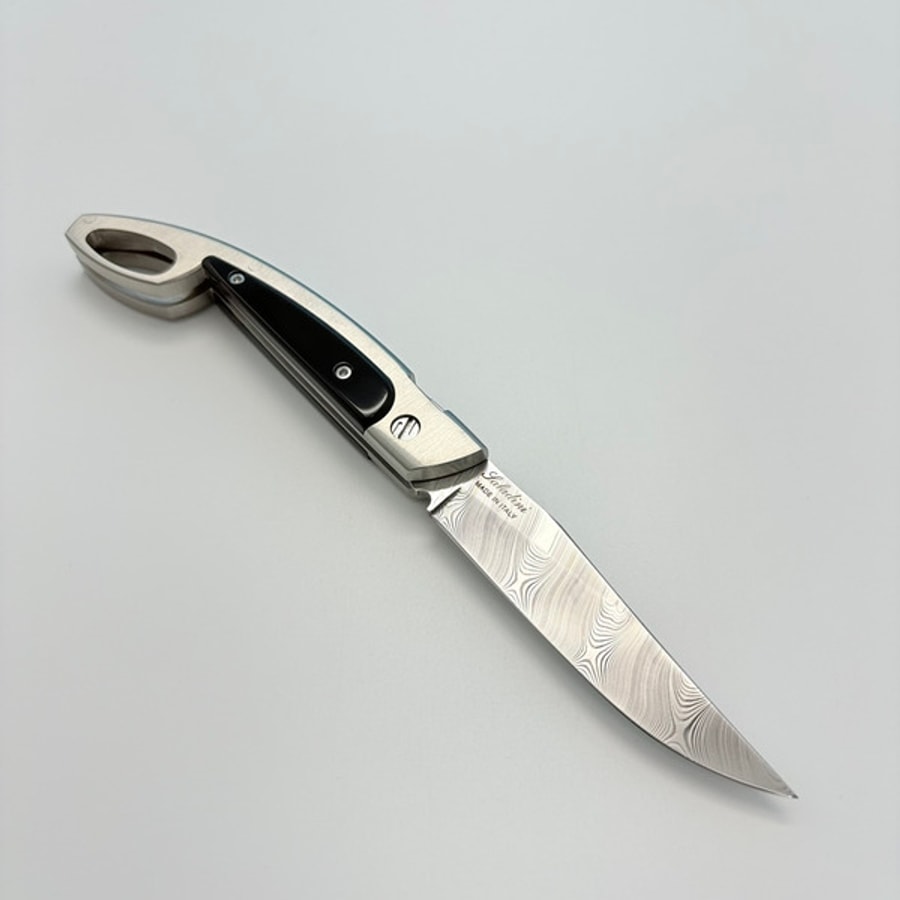 sa-1030bd-7 SALADINI 頂級手工SALADINI Lo Scarperiese傳統摺疊刀大馬氏革鋼 水牛角/白牛角手柄 結合「大馬士革鋼」與「牛角」