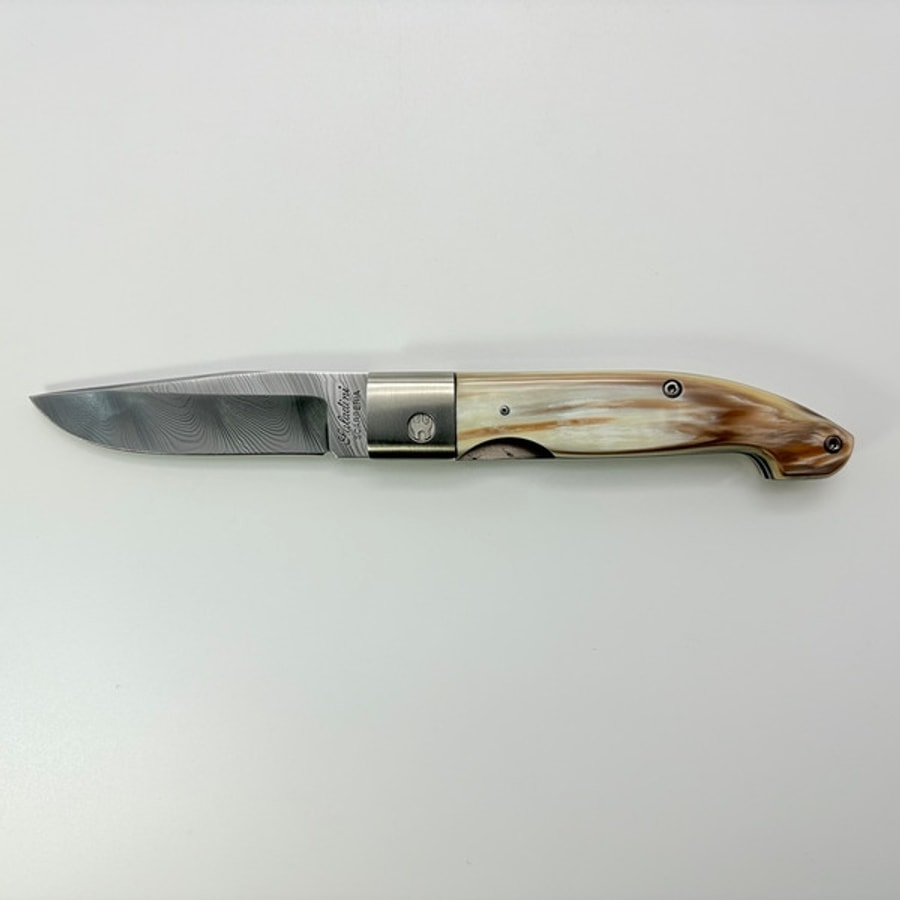 sa-1033scd-5 SALADINI頂級手工SALADINI Zuava Next 白牛角現代有鉚釘設計摺疊刀 大馬氏革鋼 現代鉚釘版・大馬氏革剛最稀有、最具收藏價值
