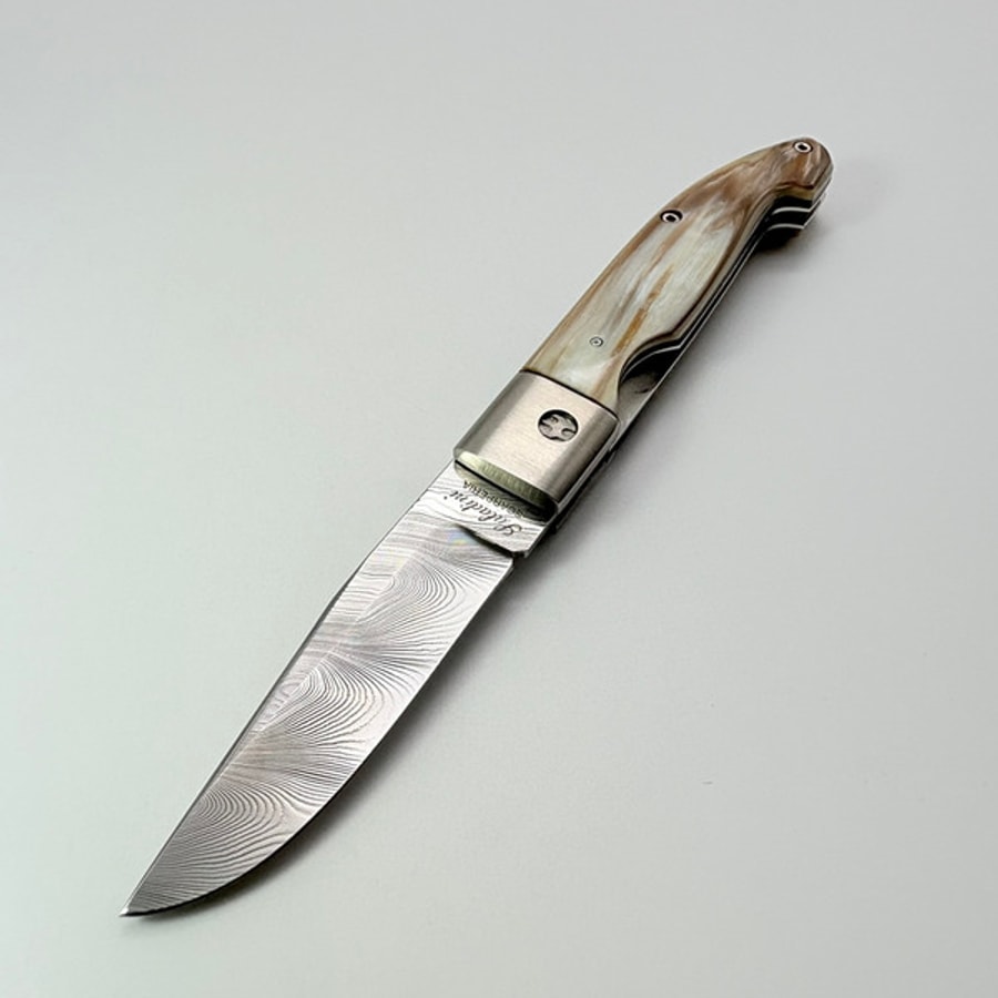 sa-1033scd-6 SALADINI頂級手工SALADINI Zuava Next 白牛角現代有鉚釘設計摺疊刀 大馬氏革鋼 現代鉚釘版・大馬氏革剛最稀有、最具收藏價值