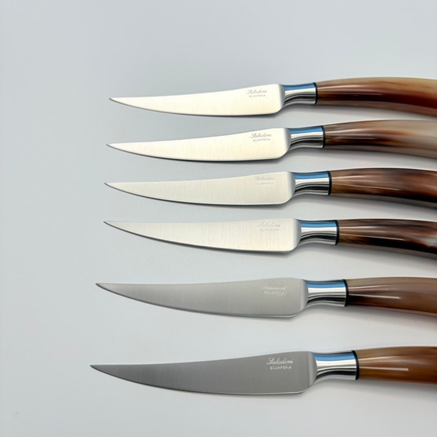sa-4001c6-4 SALADINI 頂級手工白牛角手柄牛排刀105mm 6把禮盒組 牛排刀 手工牛排刀 全長230mm