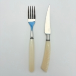 sa-4001rb4002rb-4 SALADINI 頂級手工仿白牛角色象牙白色樹脂牛排刀叉組 木盒禮盒組 各一支 牛排刀 叉子 餐桌 木盒禮盒組 +4002RB