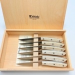SALADINI 頂級手工仿白牛角象牙白色樹脂牛排刀114mm 六入木盒禮盒組 牛排刀 牛排刀禮盒組