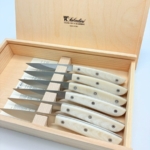 SALADINI 頂級手工仿白牛角象牙白色樹脂牛排刀114mm 六入木盒禮盒組 牛排刀 牛排刀禮盒組