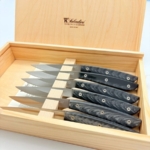 sa-4300rn6-3 SALADINI 頂級手工仿水牛角樹脂牛排刀114mm 六入木盒禮盒組 牛排刀 牛排刀禮盒組