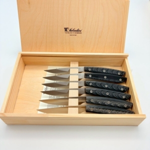 sa-4300rn6 SALADINI 頂級手工仿水牛角樹脂牛排刀114mm 六入木盒禮盒組 牛排刀 牛排刀禮盒組
