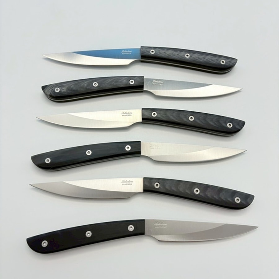 sa-4300rn6-7 SALADINI 頂級手工仿水牛角樹脂牛排刀114mm 六入木盒禮盒組 牛排刀 牛排刀禮盒組