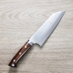 saji-bunka-as-1 佐治武士 文化刀 180mm 青紙鋼 有色大馬士革 沙漠鐵木柄
