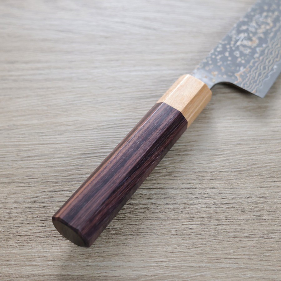saji-bunka-vg10w-s-3 佐治武士 文化刀 165mm VG10W鋼 黑金大馬士革/紫檀柄
