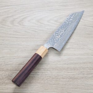 saji-bunka-vg10w-s 佐治武士 文化刀 165mm VG10W鋼 黑金大馬士革/紫檀柄