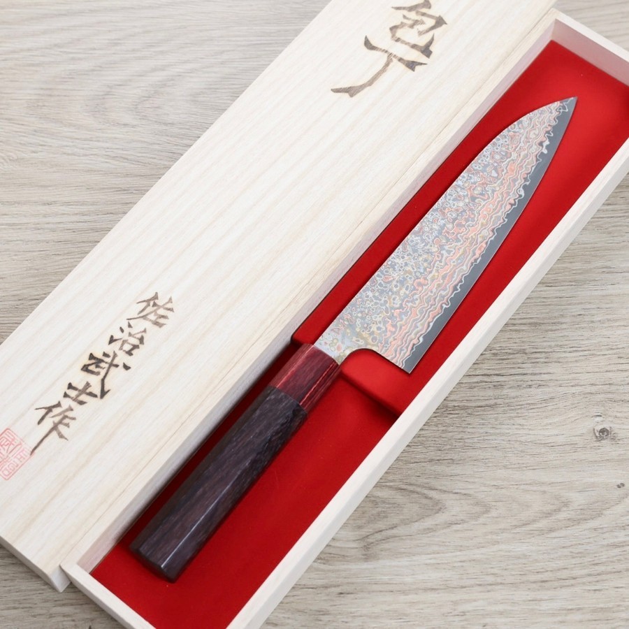 佐治武士 牛刀 180mm VG10鋼 黑染霓虹大馬士革