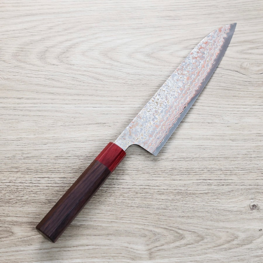 佐治武士 牛刀 210mm VG10鋼 黑染霓虹大馬士革