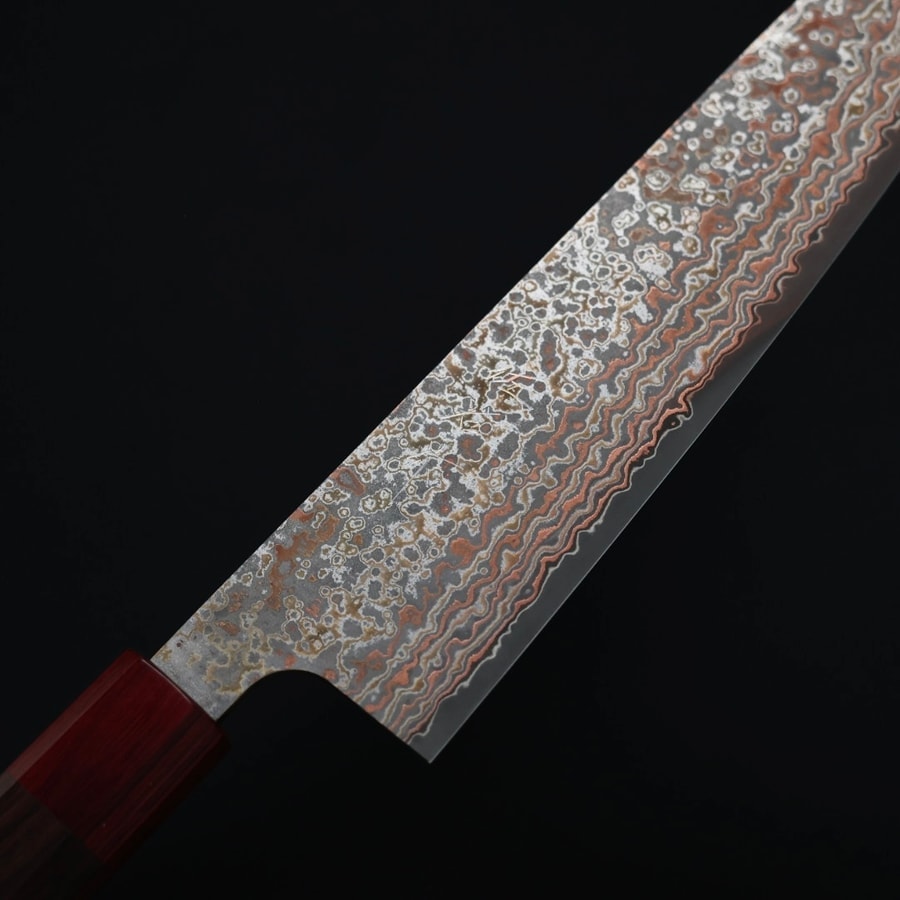 佐治武士 牛刀 210mm VG10鋼 黑染霓虹大馬士革