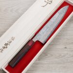 saji-g240-vg10nj-2 佐治武士 牛刀 240mm VG10鋼 黑染霓虹大馬士革 紫檀八角柄
