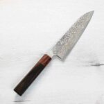 saji-gyuto180-vg10w 佐治武士 牛刀 180mm VG10W鋼 黑金大馬士革 黑檀柄
