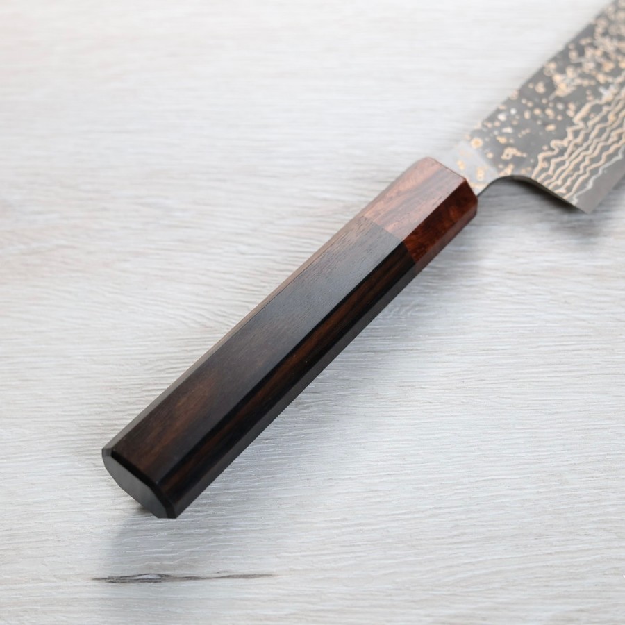 saji-gyuto180-vg10w-3 佐治武士 牛刀 180mm VG10W鋼 黑金大馬士革 黑檀柄