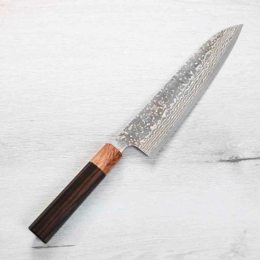 saji-gyuto210-vg10w-1-1 佐治武士 牛刀 210mm VG10W鋼 黑金大馬士革 黑檀柄