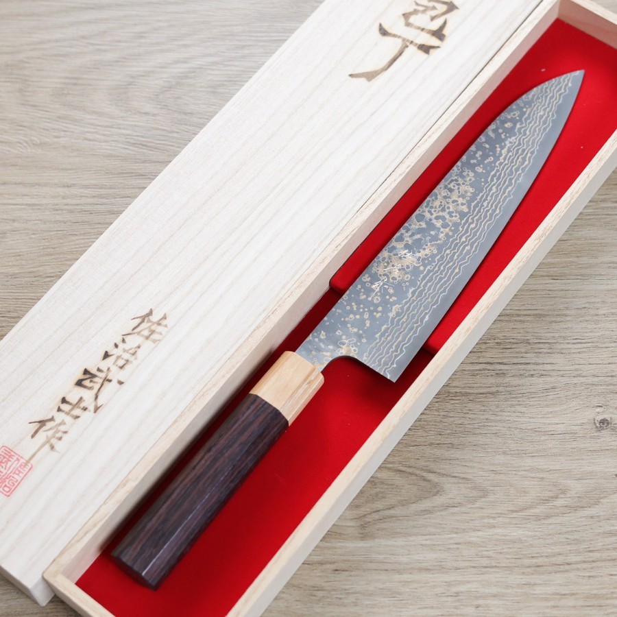 佐治武士 牛刀 210mm VG10W鋼 黑金大馬士革/紫檀柄