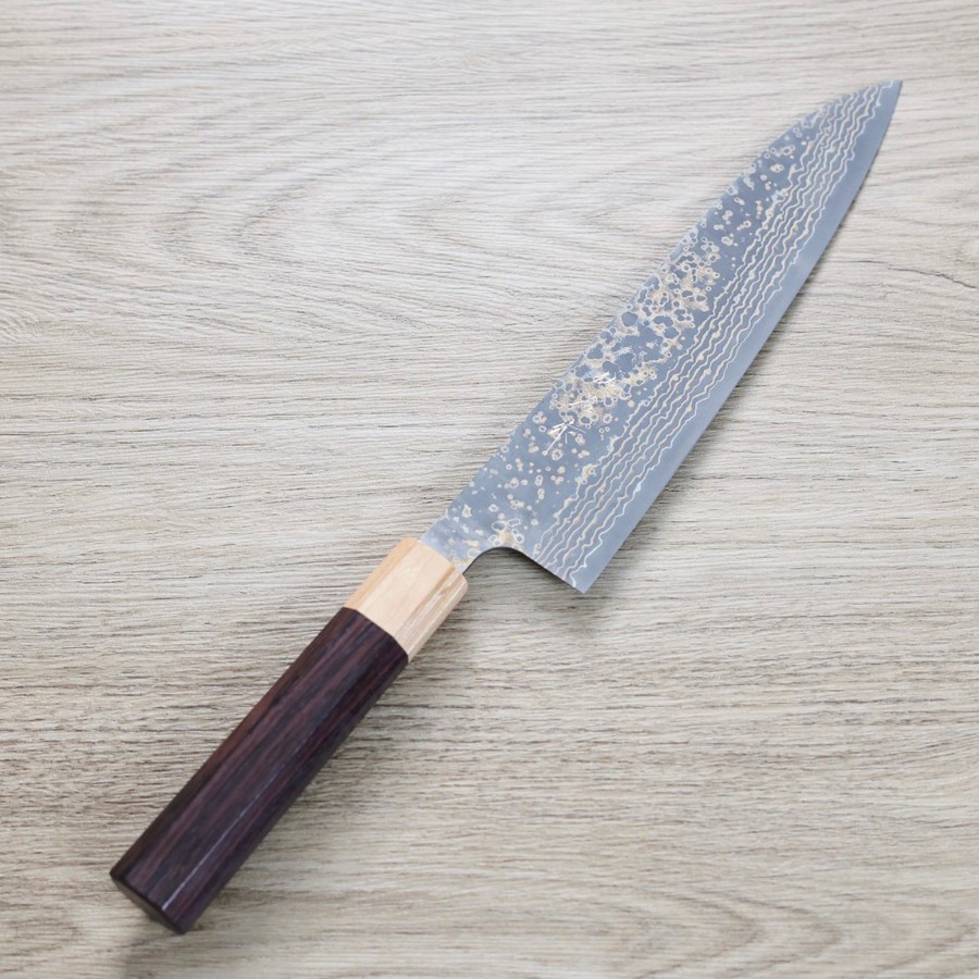 佐治武士 牛刀 210mm VG10W鋼 黑金大馬士革/紫檀柄