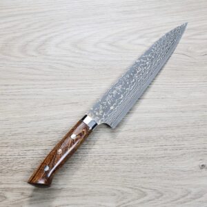 佐治武士 牛刀 240mm VG10W鋼<br> 黑金大馬士革 沙漠鐵木