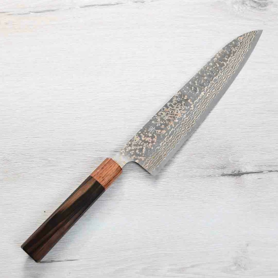 saji-gyuto240-vg10w 佐治武士 牛刀 240mm VG10W鋼 黑金大馬士革