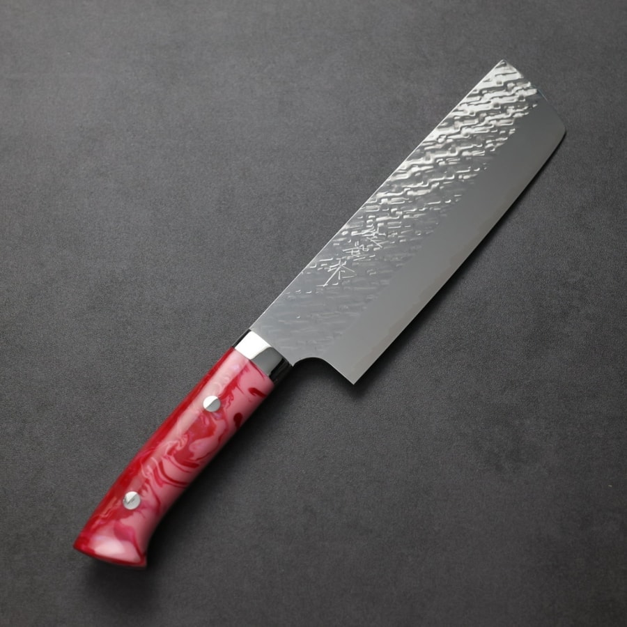 佐治武士 菜切 170mm SG Strix鋼 鎚目 粉壓克力柄